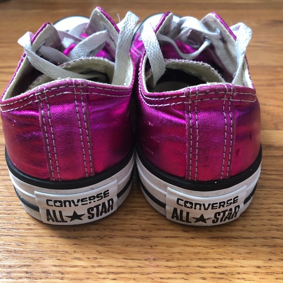 HP 🎉 Converse All Star Metallic Pink Sz 6 Low Top - Picture 3 of 9